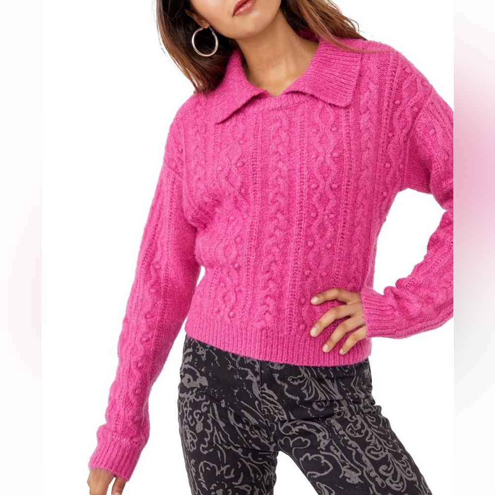 Free People Every Cloud Pullover Sweater Fuchsia Fizz‎ Sz. XS - Picture 5 of 10